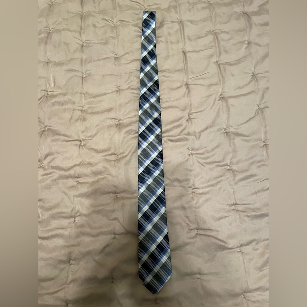 Plaid Blue and Gray Tie